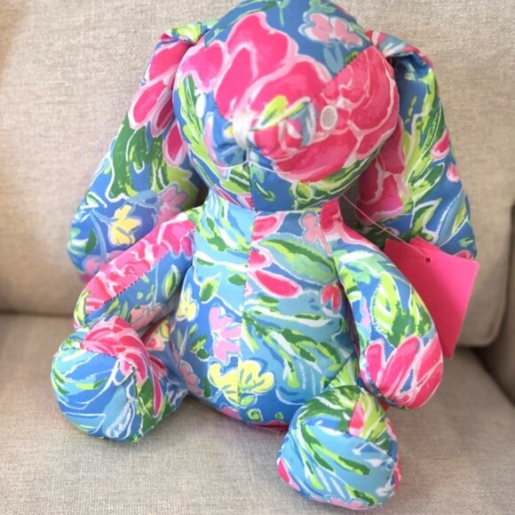 LILLY PULITZER ZANZIBAR BLUE BLUE BUNNY BUSINESS RABBIT PLUSH STUFFED ANIMAL NWT - Picture 1 of 2